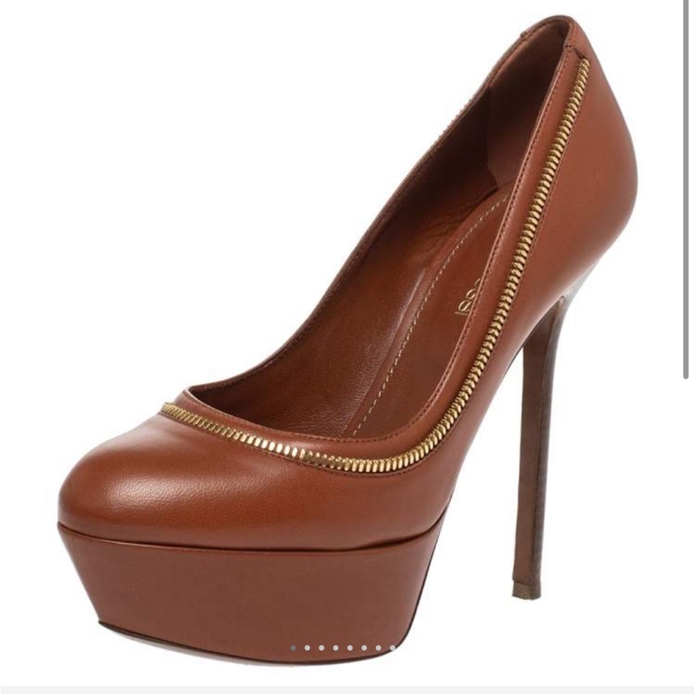 Sergio Rossi Zip Tan platform Heels